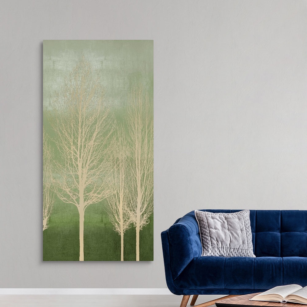 A modern room featuring Trees on Green Panel II