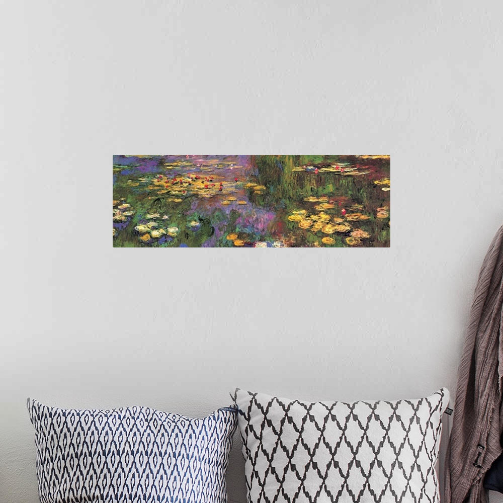 A bohemian room featuring Water Lilies by Claude Monet.