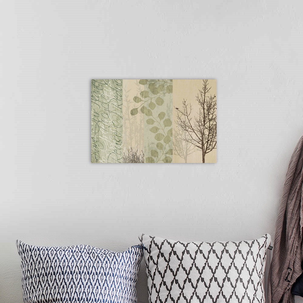 A bohemian room featuring A horizontal digital composite of four individual images in a Earth Day theme.