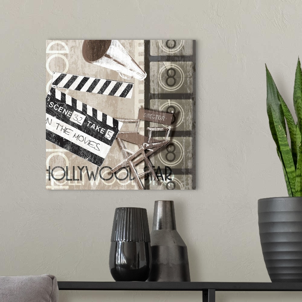 A modern room featuring A movie theme design with text "Hollywood Star."