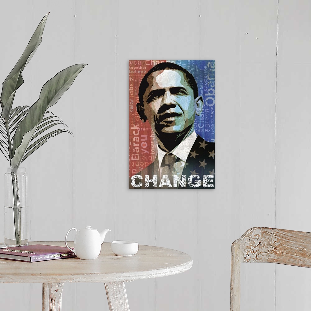 A farmhouse room featuring Obama: Change