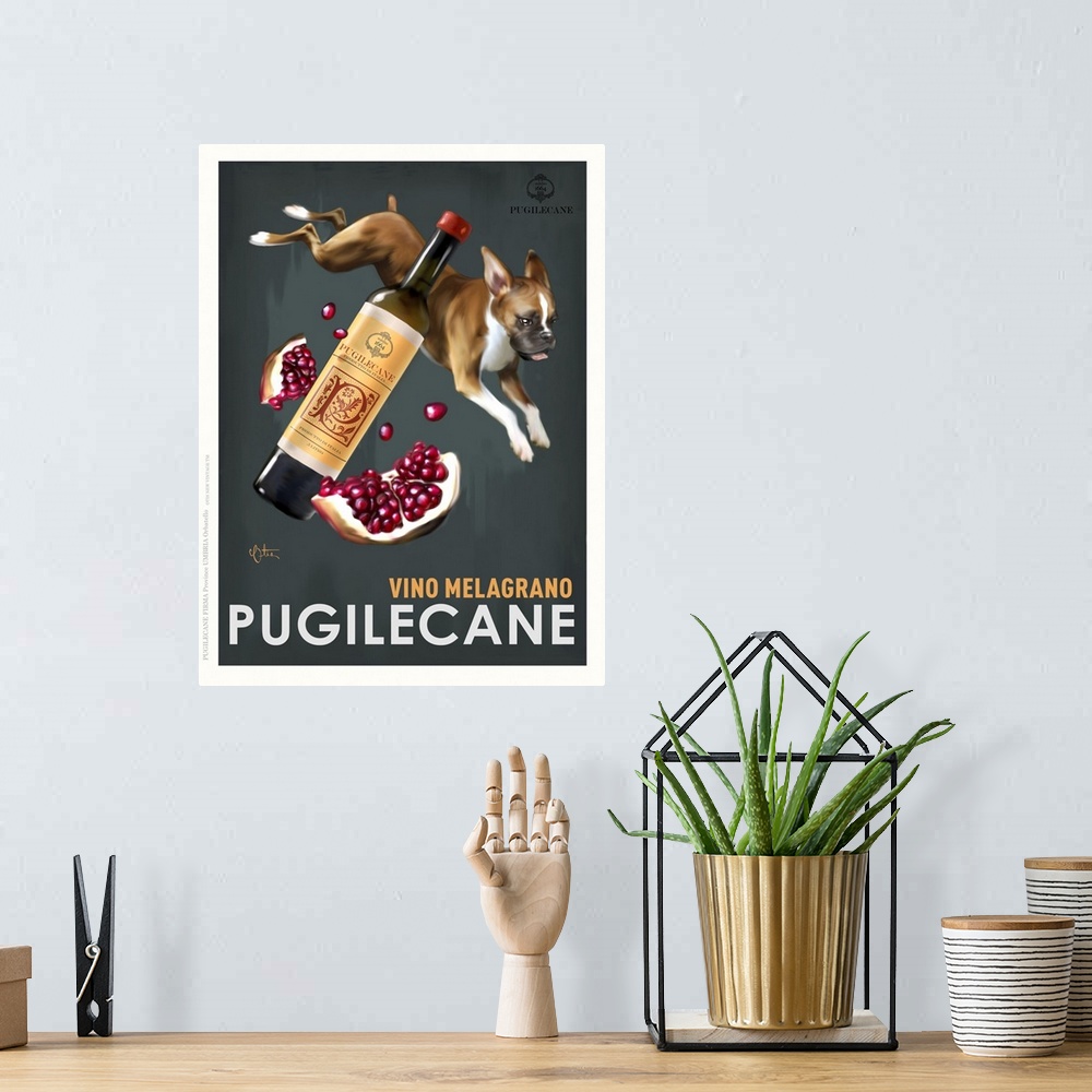 A bohemian room featuring Retro style advertising poster featuring Boxer and Italian Pomegranate Wine