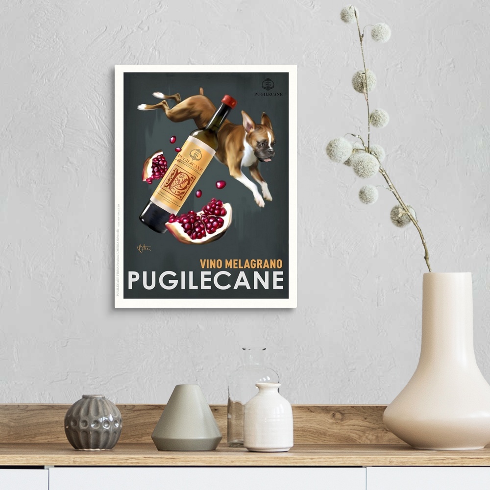 A farmhouse room featuring Retro style advertising poster featuring Boxer and Italian Pomegranate Wine