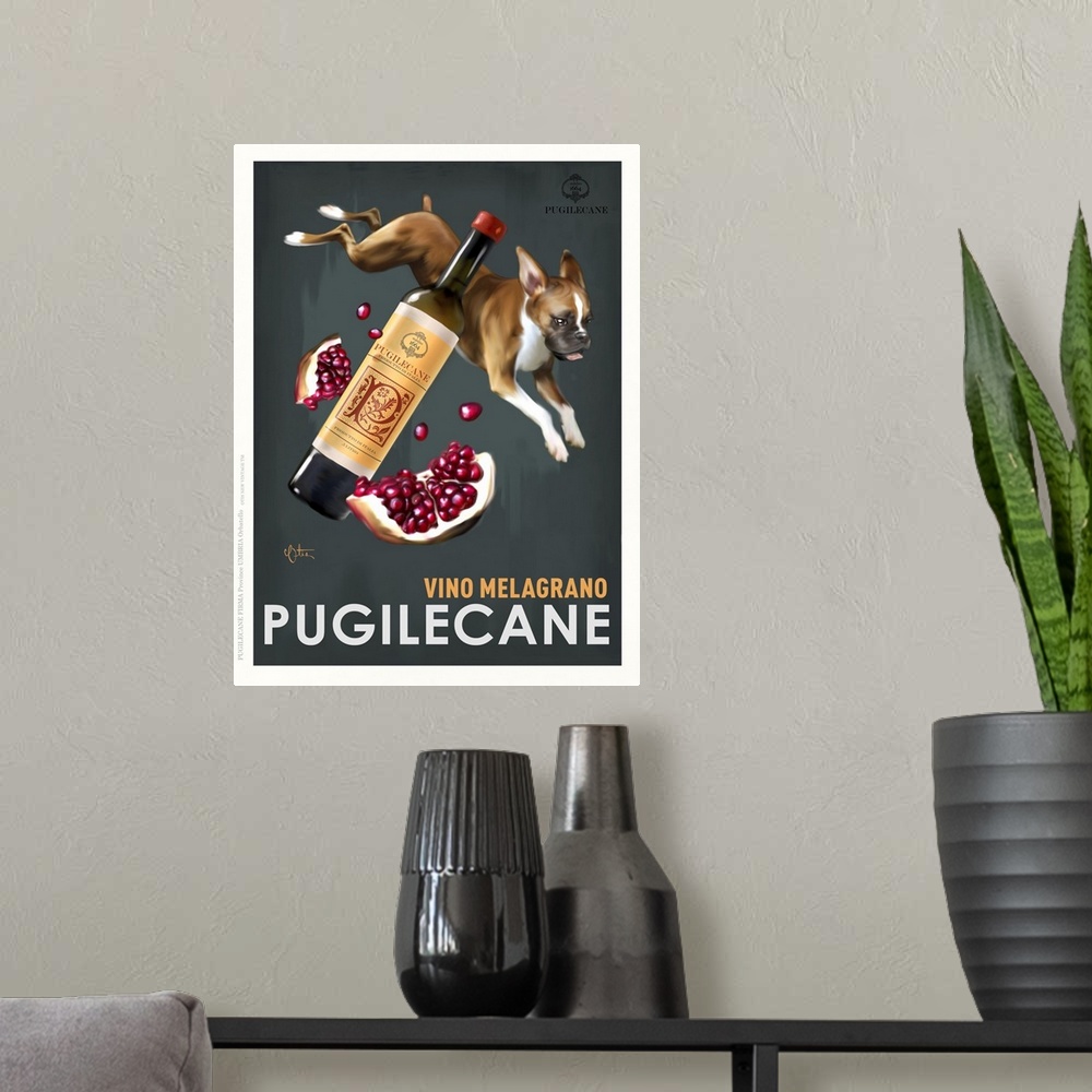 A modern room featuring Retro style advertising poster featuring Boxer and Italian Pomegranate Wine