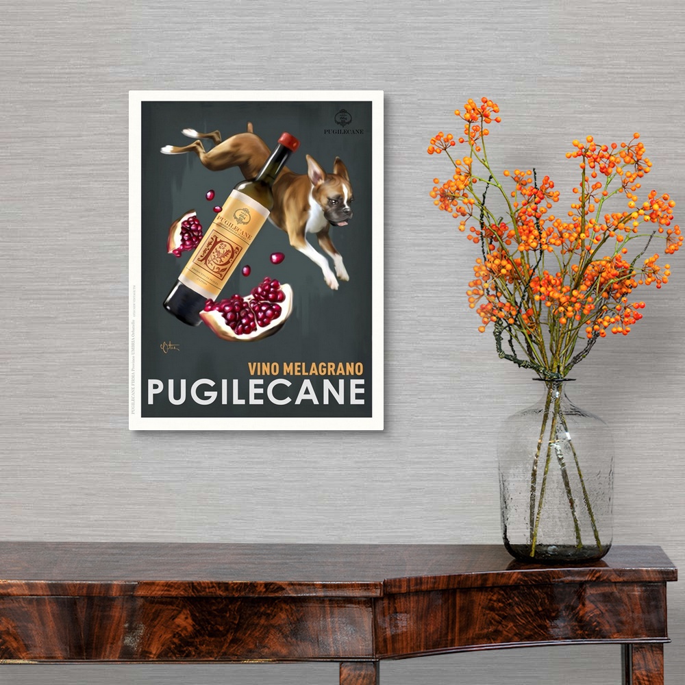 A traditional room featuring Retro style advertising poster featuring Boxer and Italian Pomegranate Wine