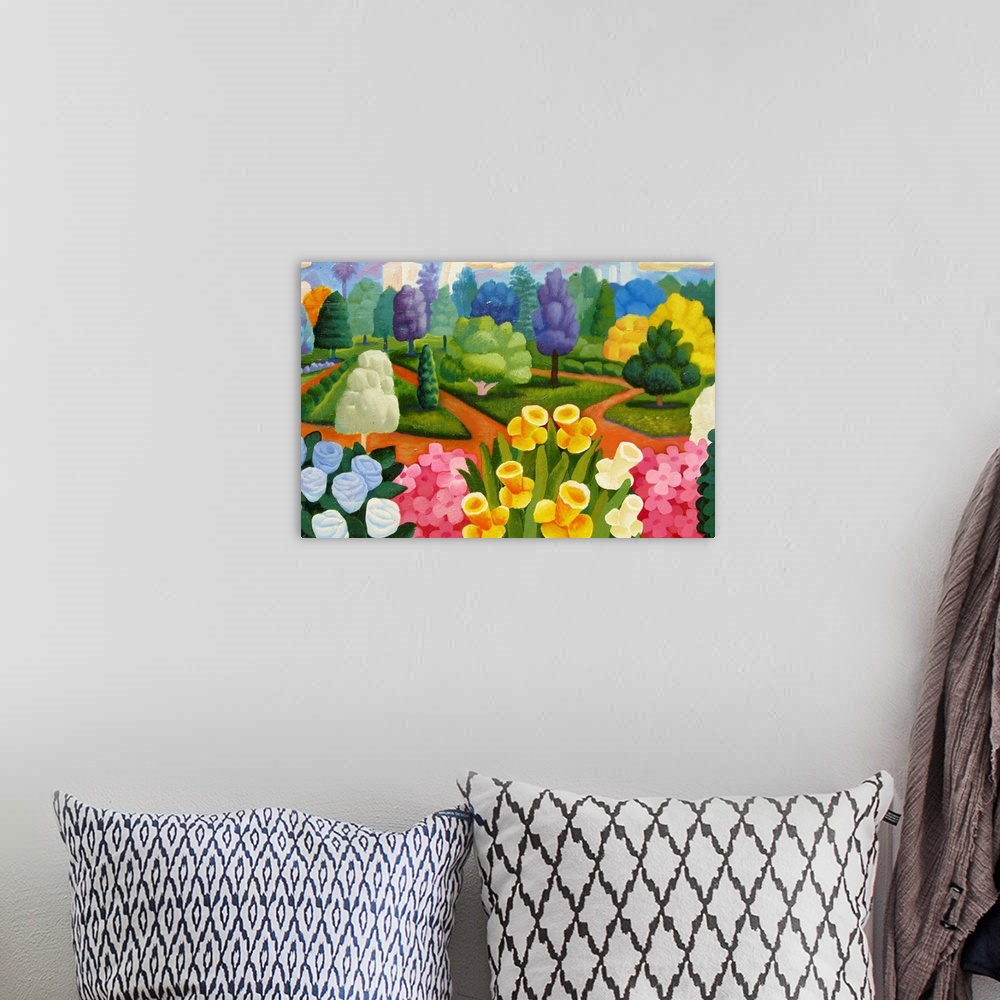 A bohemian room featuring Painting inspired by New York Botanical Garden.