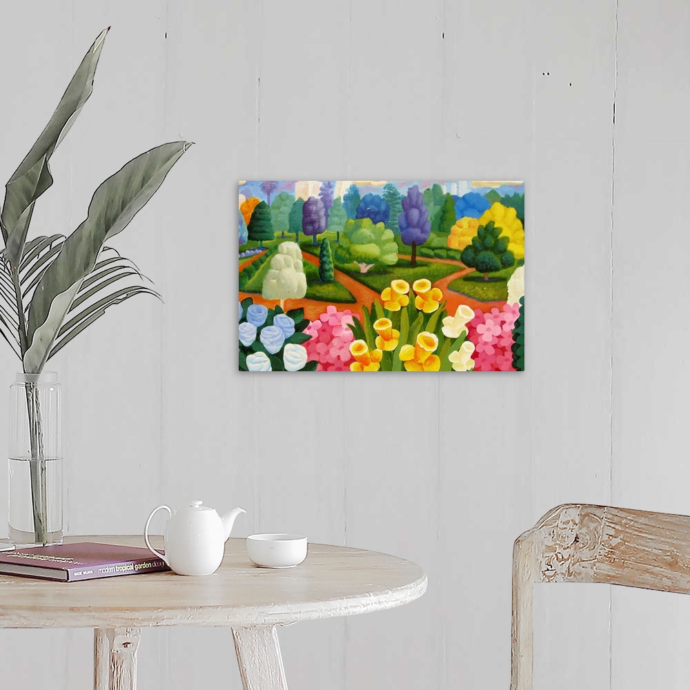 A farmhouse room featuring Painting inspired by New York Botanical Garden.