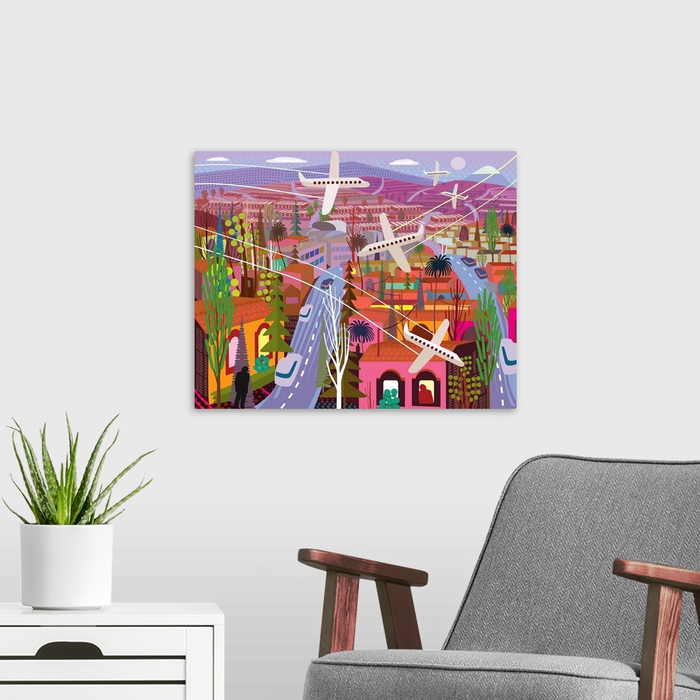A modern room featuring Busy City