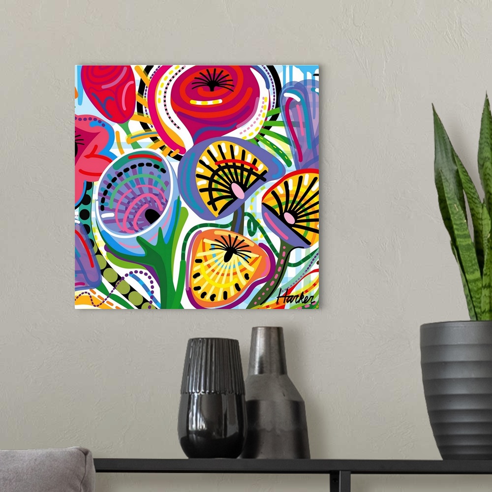 A modern room featuring Flower Trip (Square)