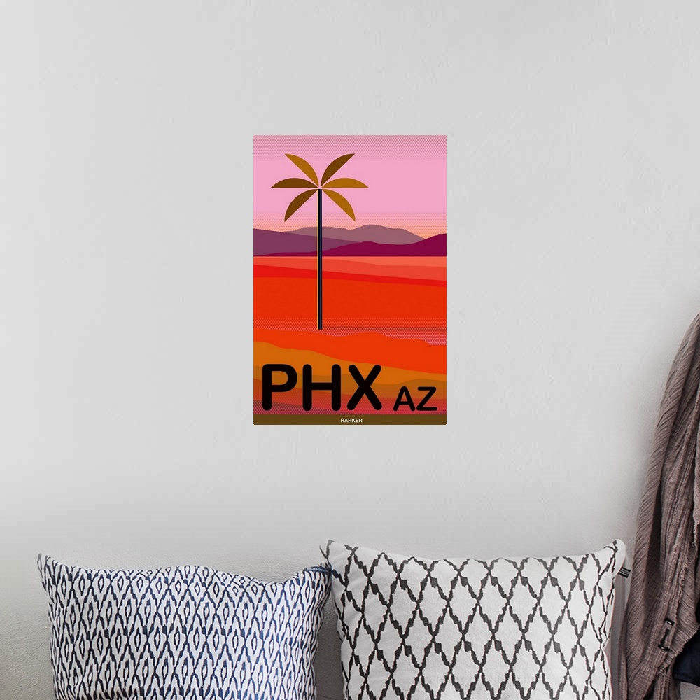 A bohemian room featuring Phoenix Travel Poster