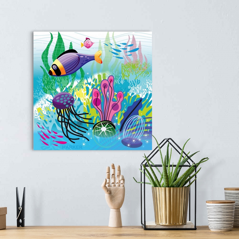 A bohemian room featuring Tropical Fish