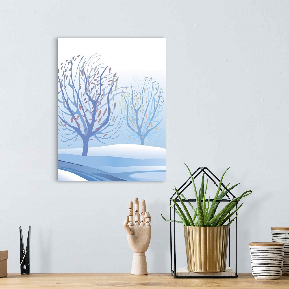 A bohemian room featuring Winter Stream and Trees (Vertical)