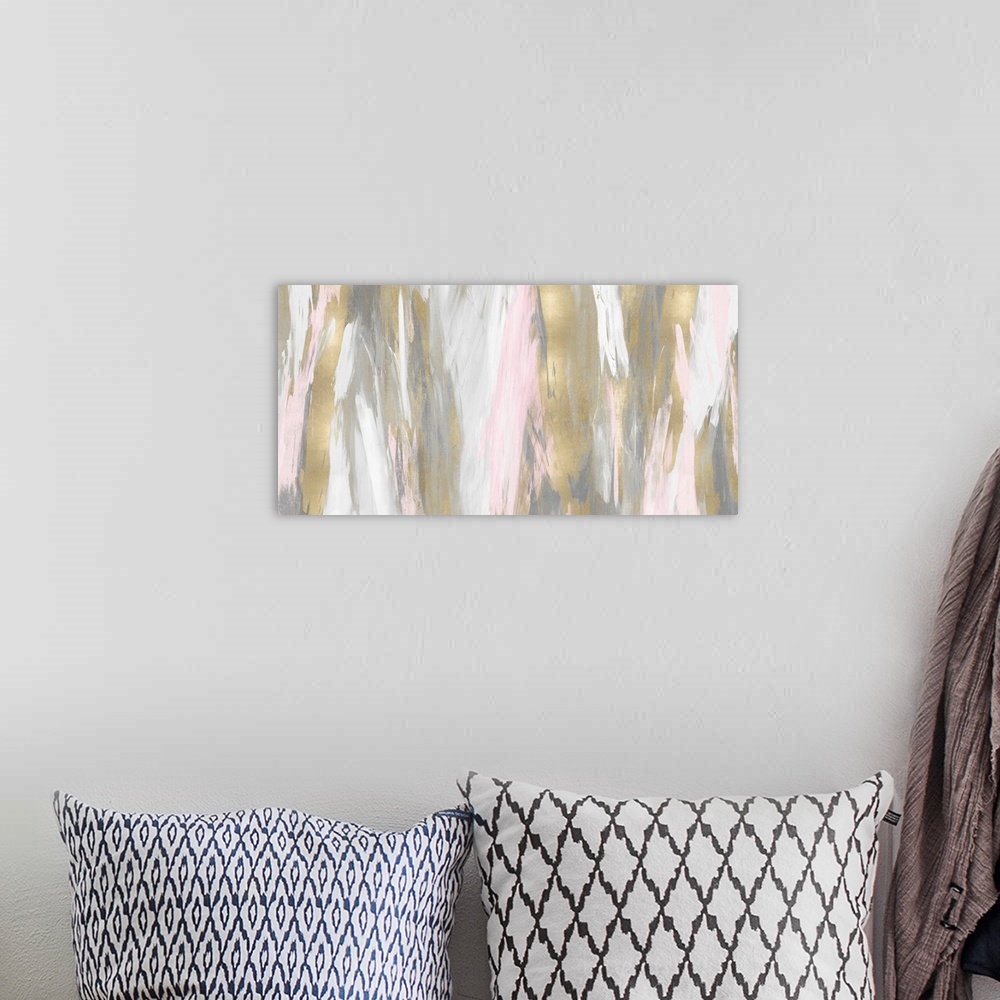 A bohemian room featuring Abstract Blend Gold Pink