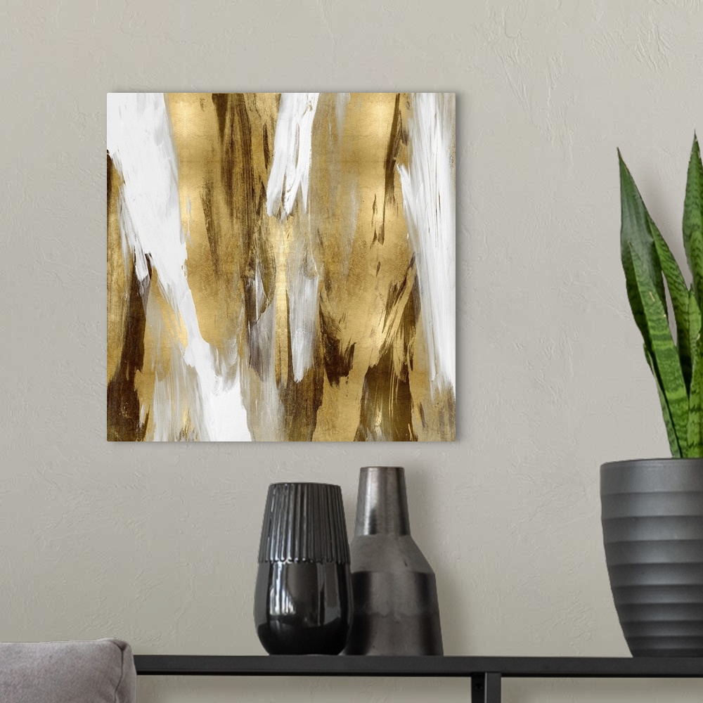 A modern room featuring Abstract Blend Gold White II