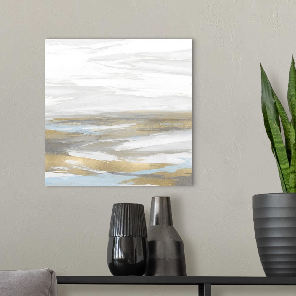 A modern room featuring Abstract Blend Gold White II