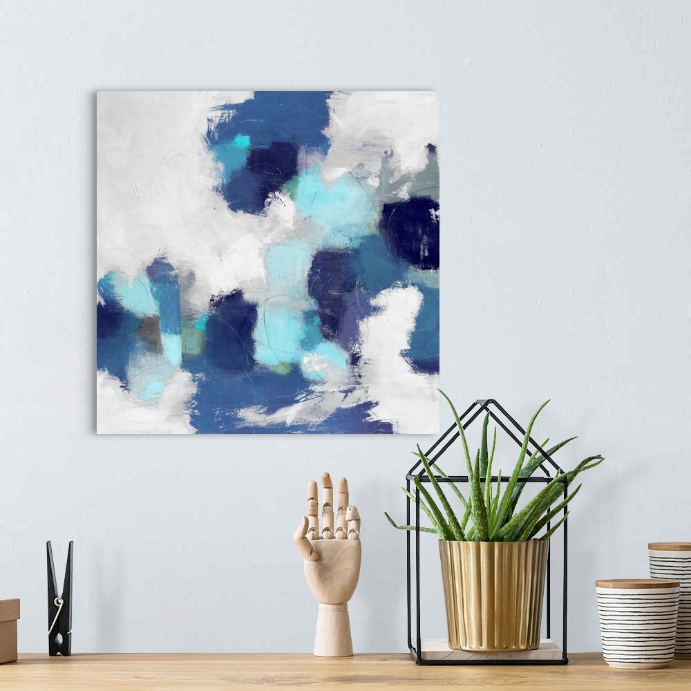 A bohemian room featuring Abstract Blues And White III