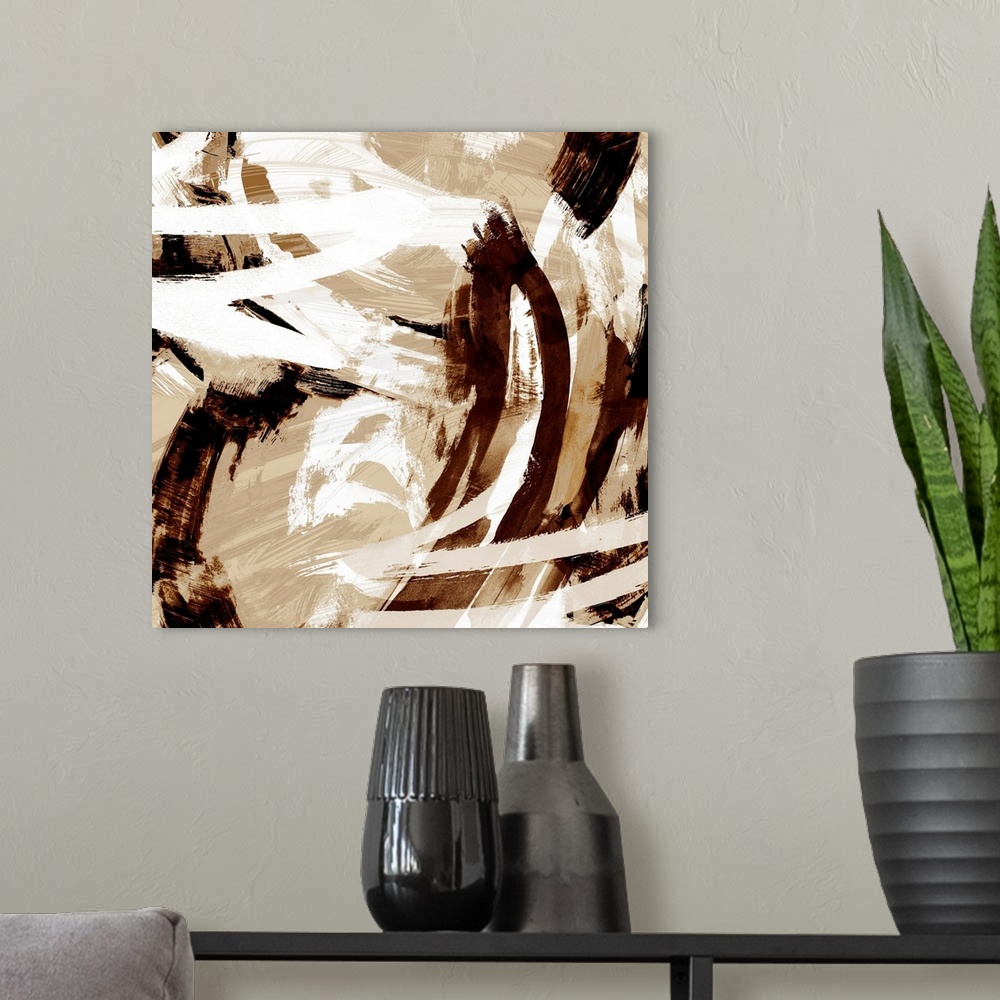 A modern room featuring Abstract Brown Brush
