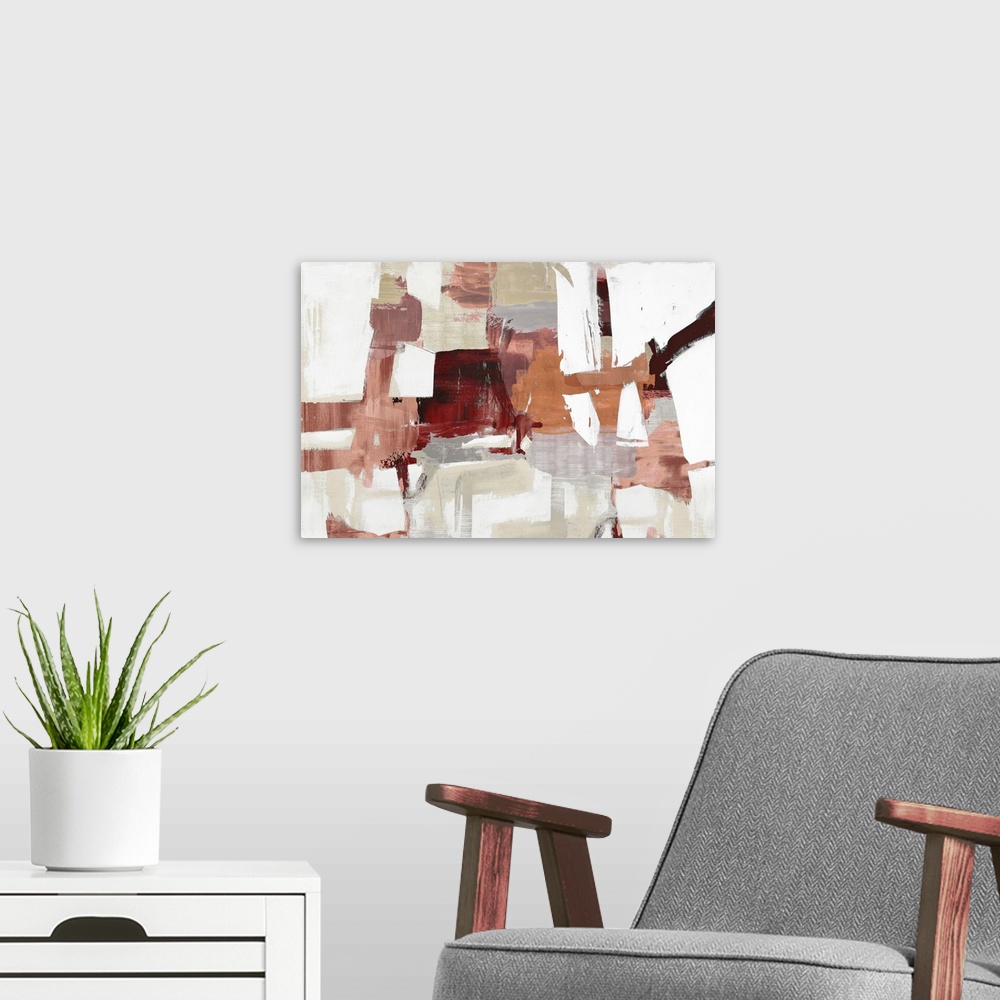 A modern room featuring Abstract Collage Terra