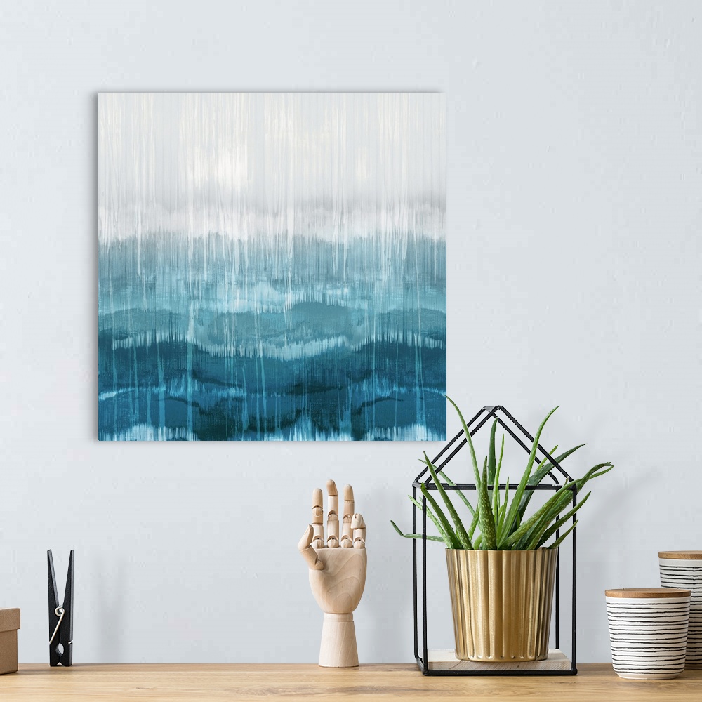 A bohemian room featuring Abstract Drip Aqua