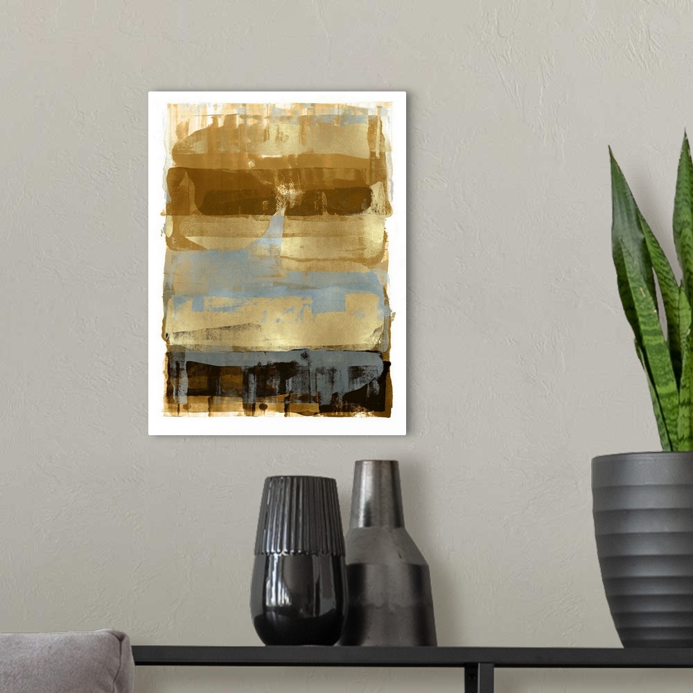 A modern room featuring Abstract Expressions Browns and Gold