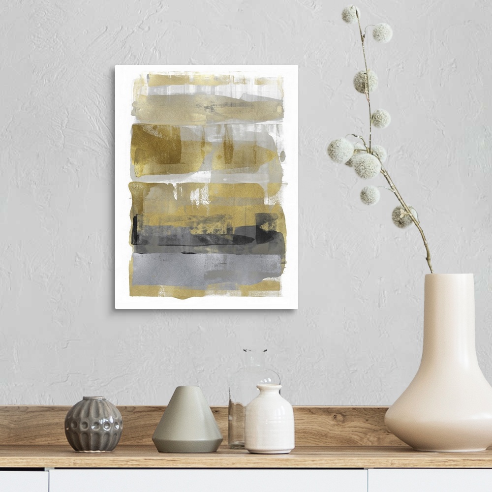 A farmhouse room featuring Abstract Expressions Gold Grey