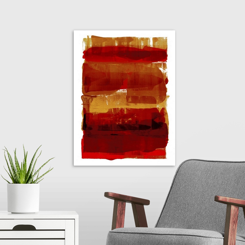 A modern room featuring Abstract Expressions Red