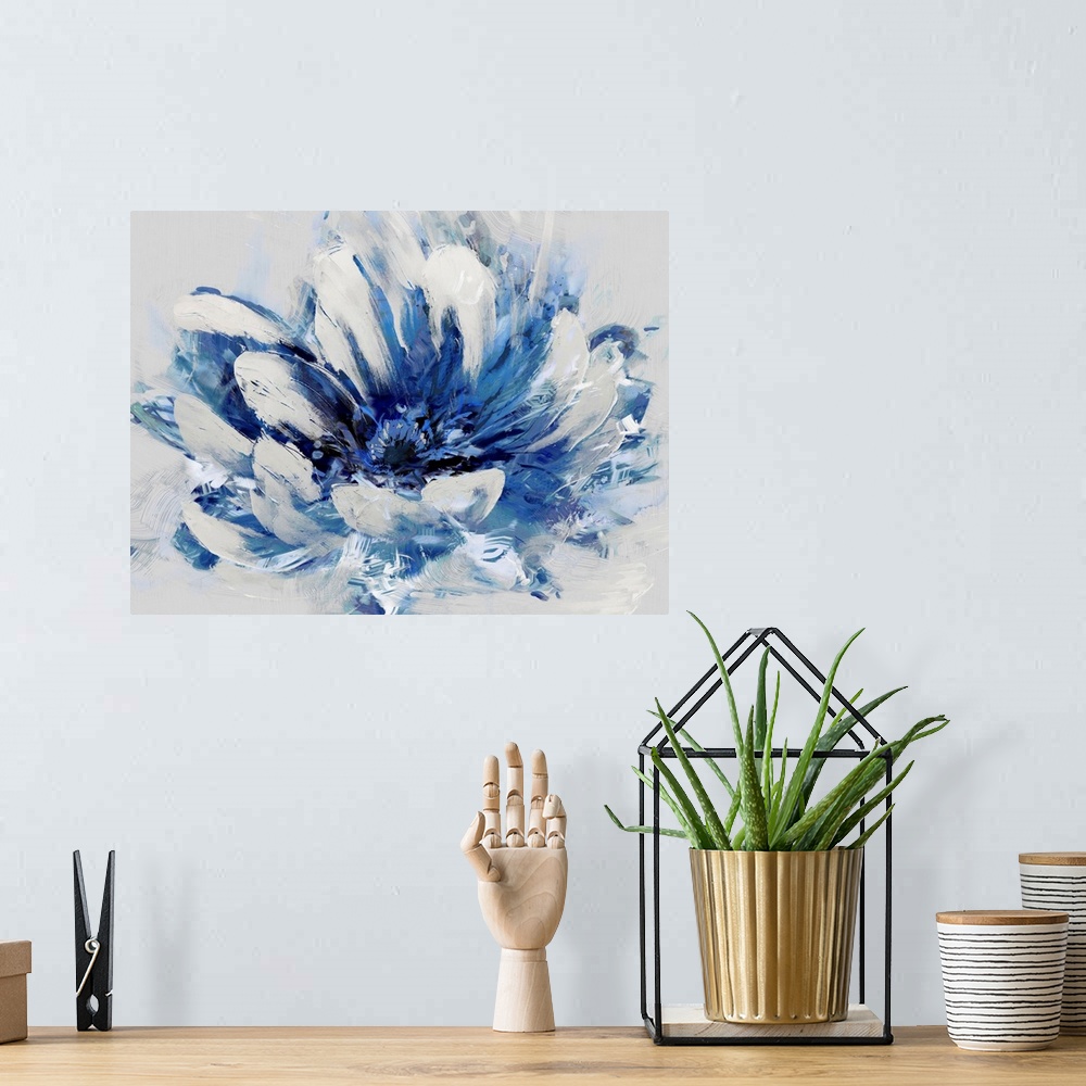A bohemian room featuring Abstract Flower Blue