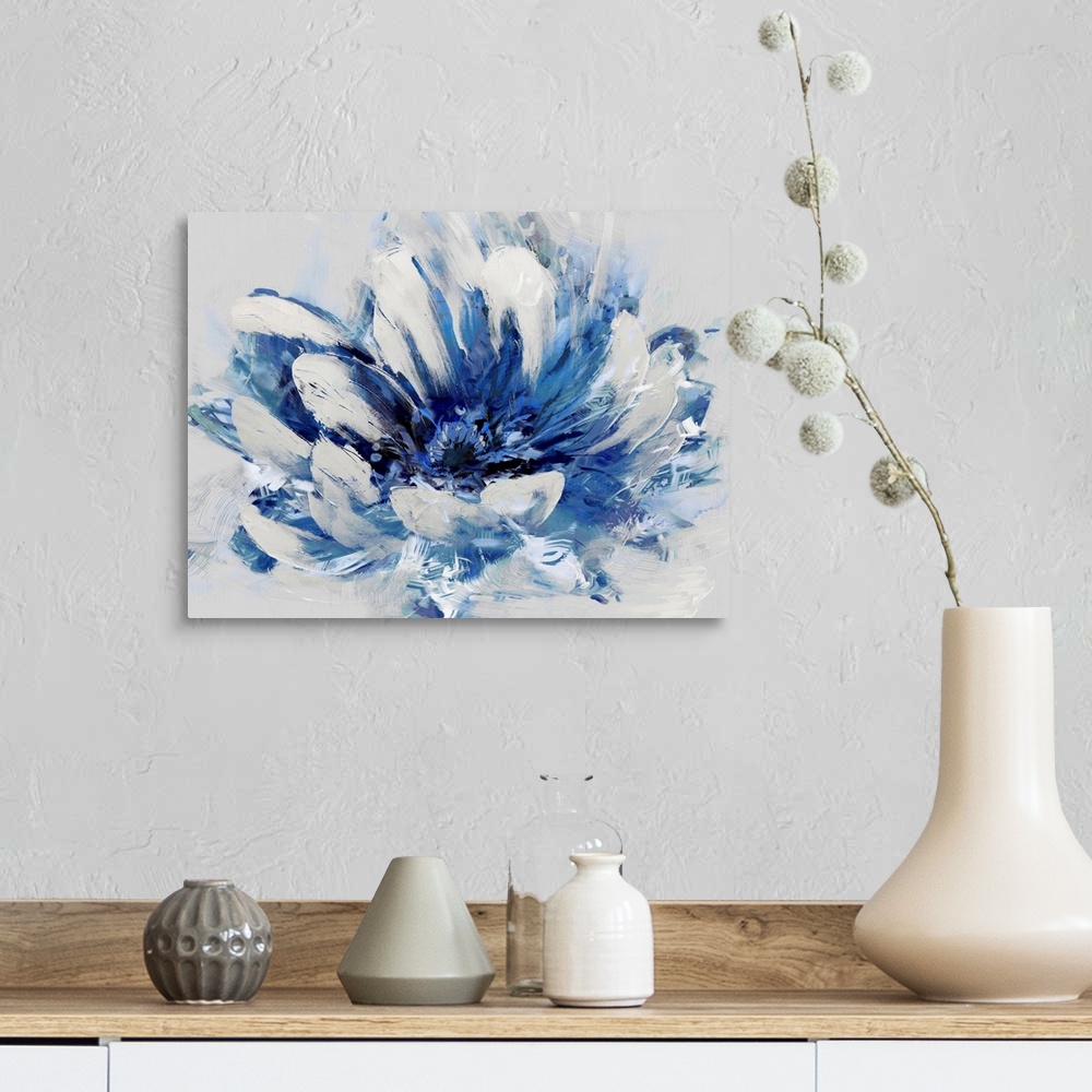 A farmhouse room featuring Abstract Flower Blue