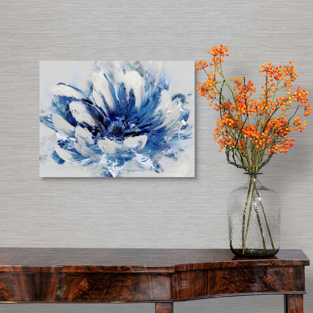 A traditional room featuring Abstract Flower Blue