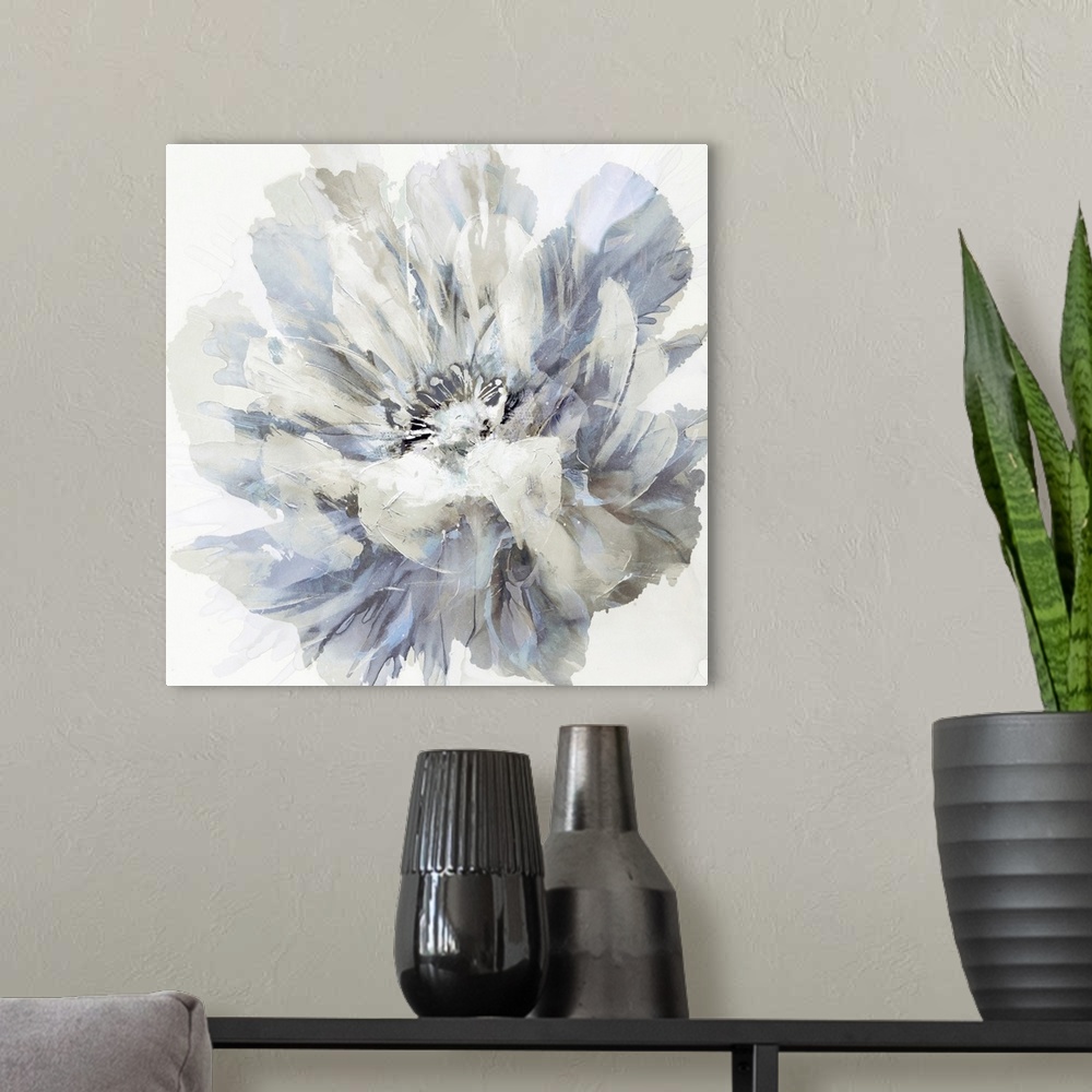 A modern room featuring Abstract Flower Grey