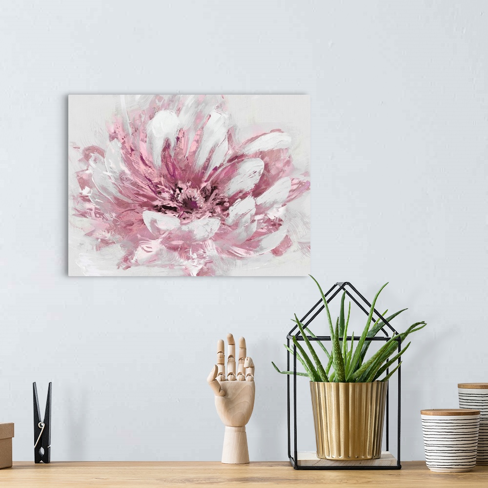 A bohemian room featuring Abstract Flower II Pink