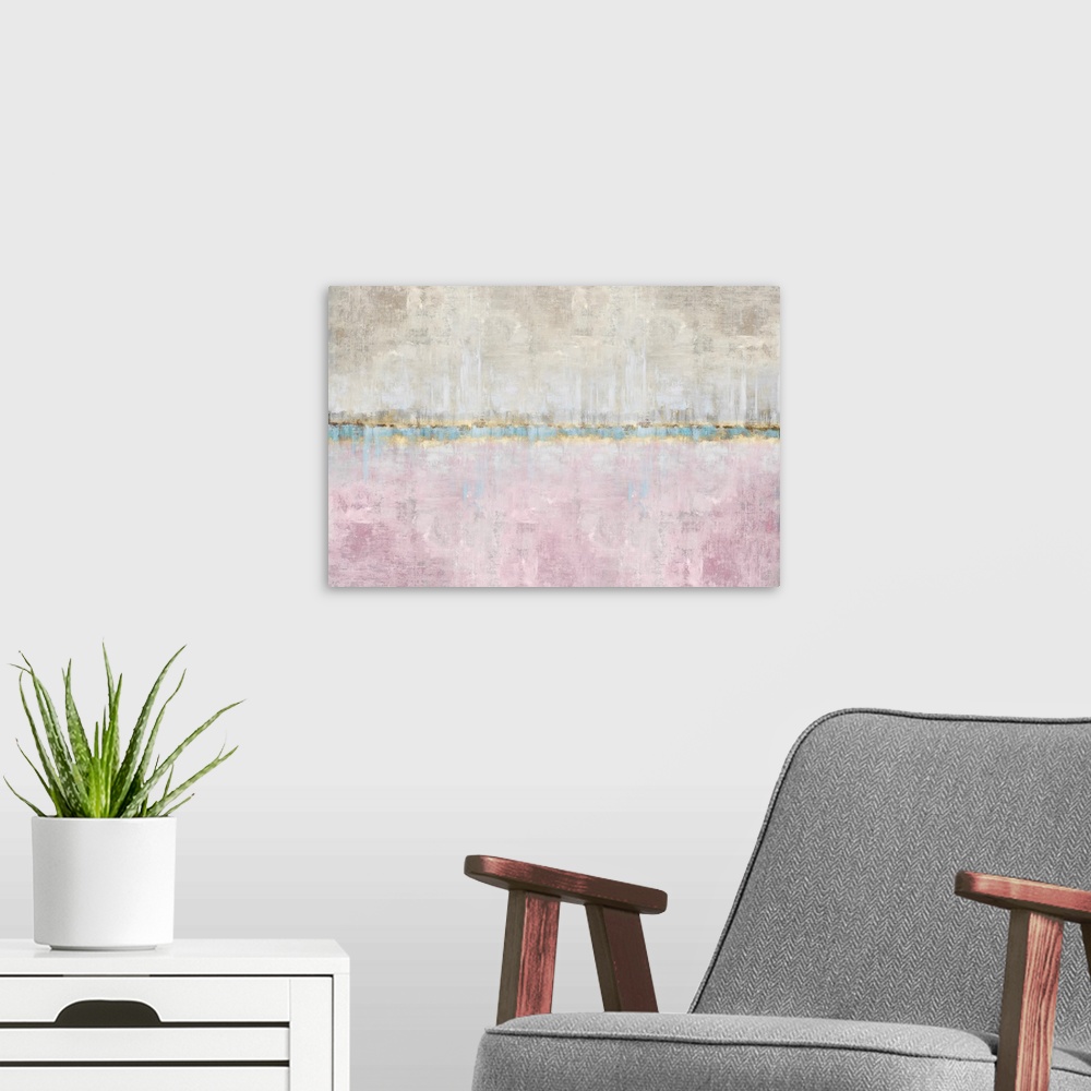 A modern room featuring Abstract Horizon I X2 P