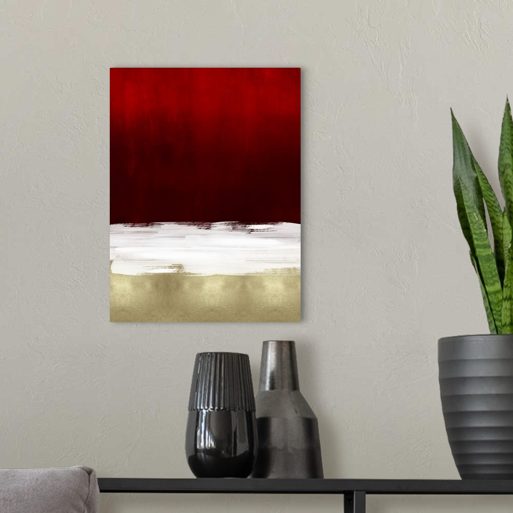 A modern room featuring Abstract III Tones Red