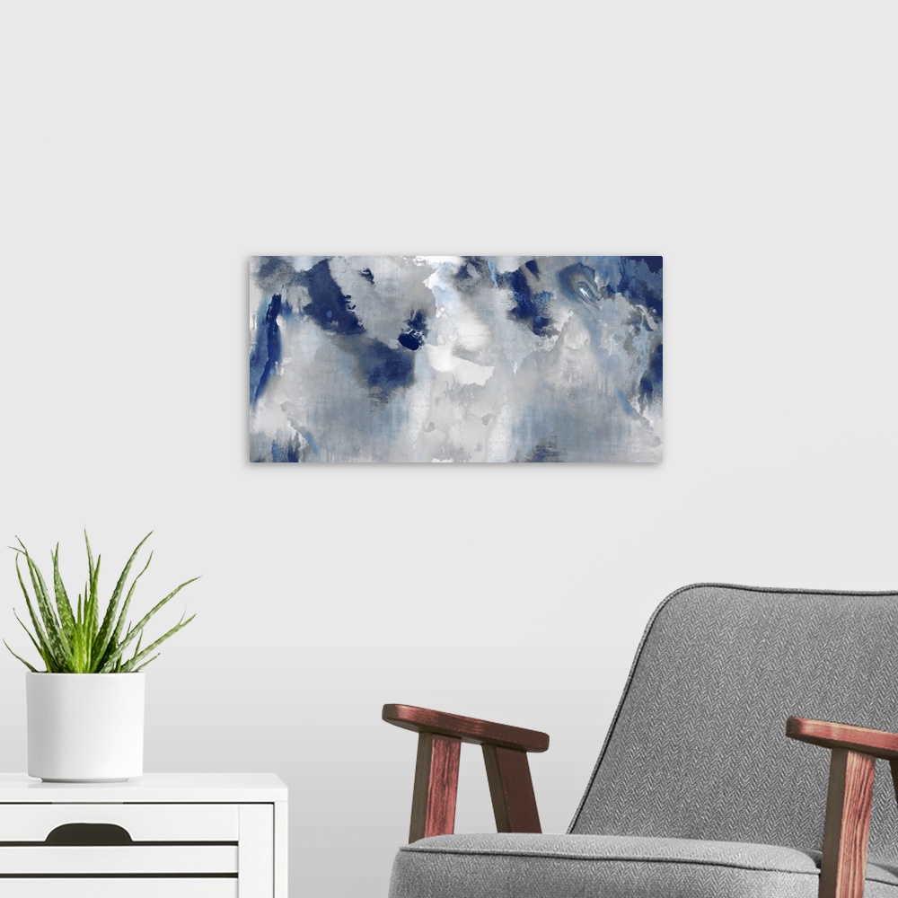 A modern room featuring Abstract Indigo Stains 2