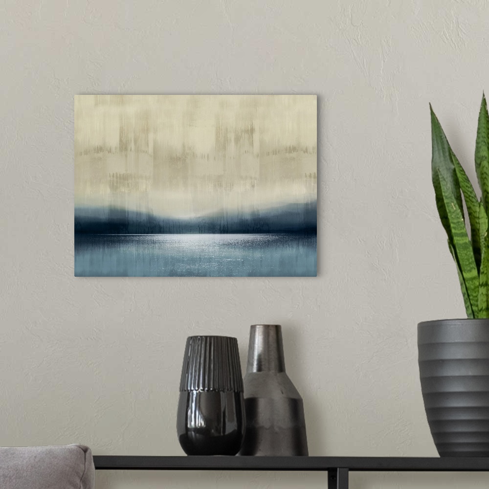 A modern room featuring Abstract Landscape Reflections 1