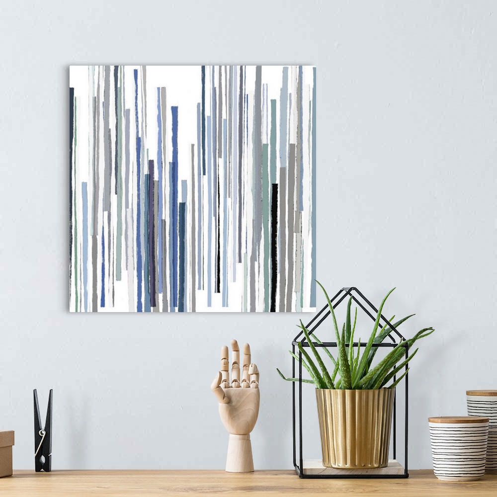 A bohemian room featuring Abstract Lines Blue 2