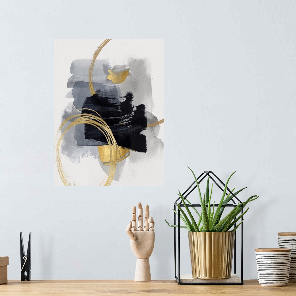 A bohemian room featuring Abstract Motion Black II