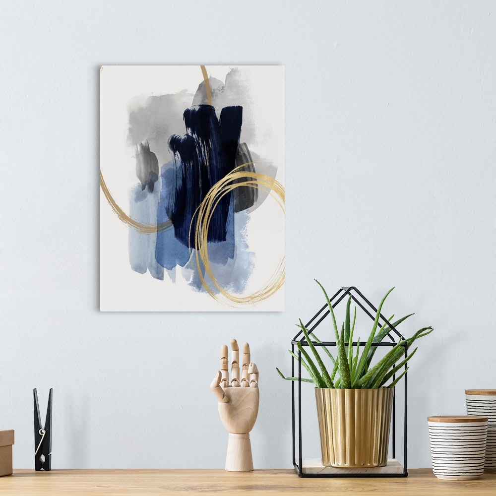 A bohemian room featuring Abstract Motion Blue II X