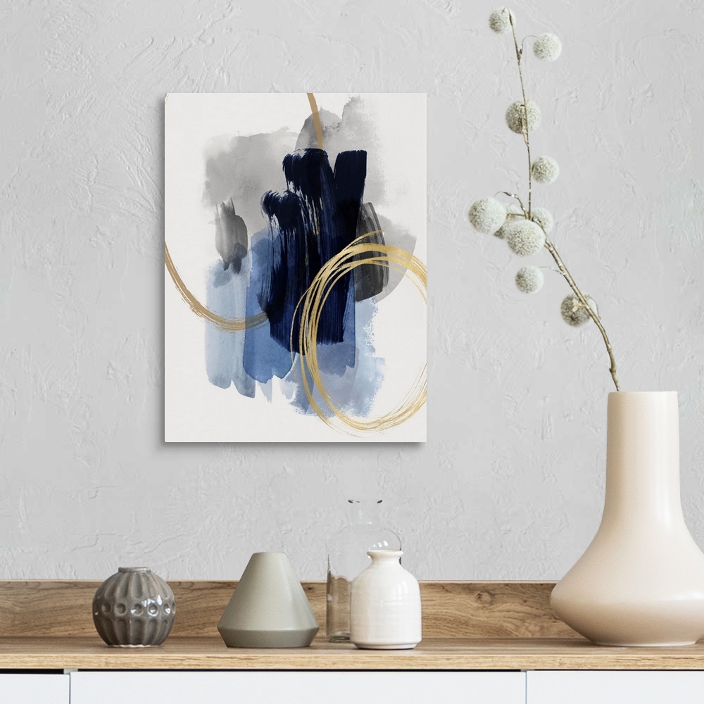 A farmhouse room featuring Abstract Motion Blue II X