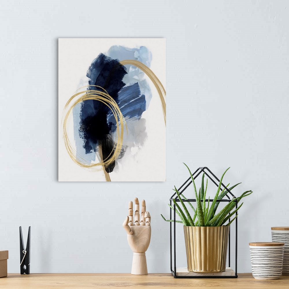 A bohemian room featuring Abstract Motion Blue X