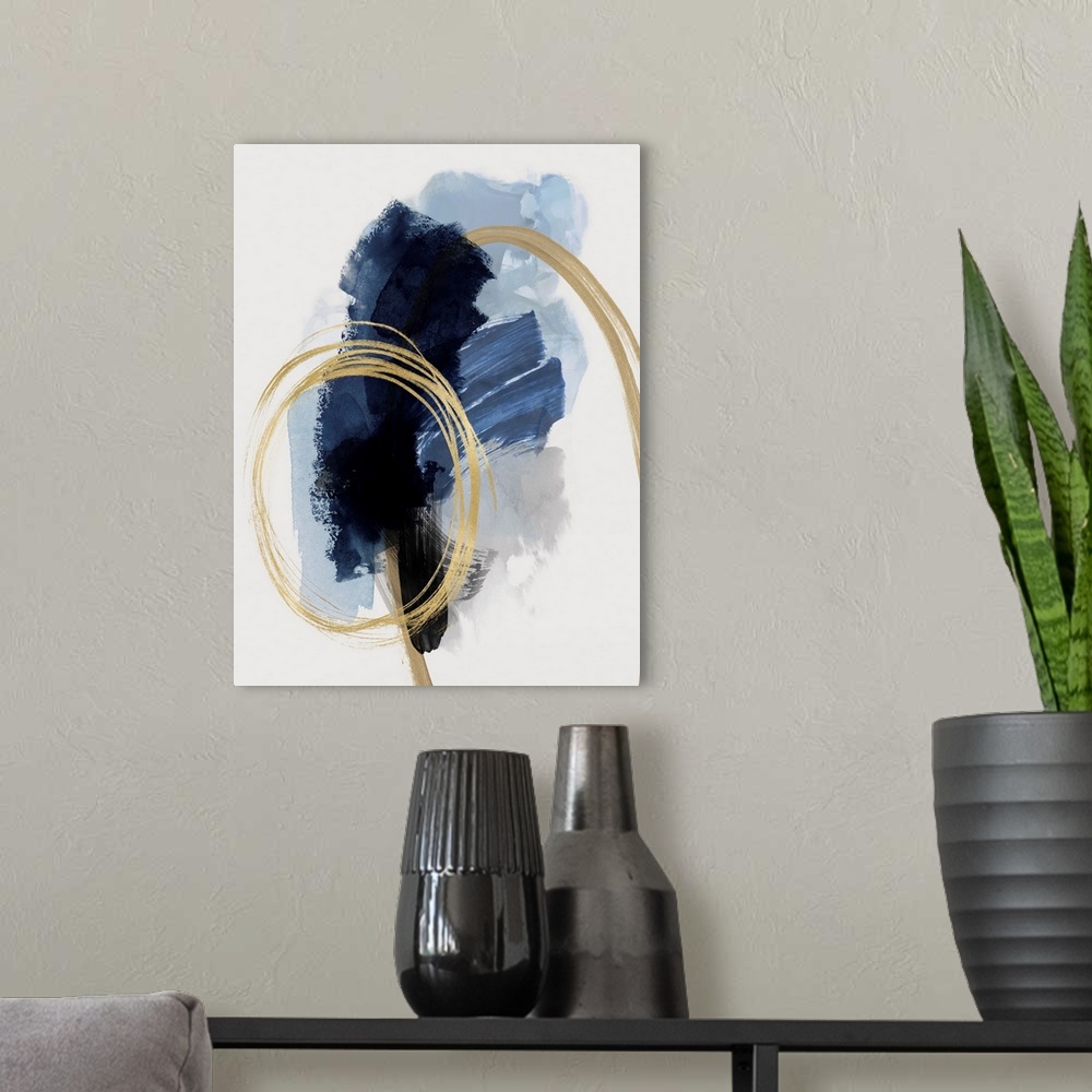 A modern room featuring Abstract Motion Blue X