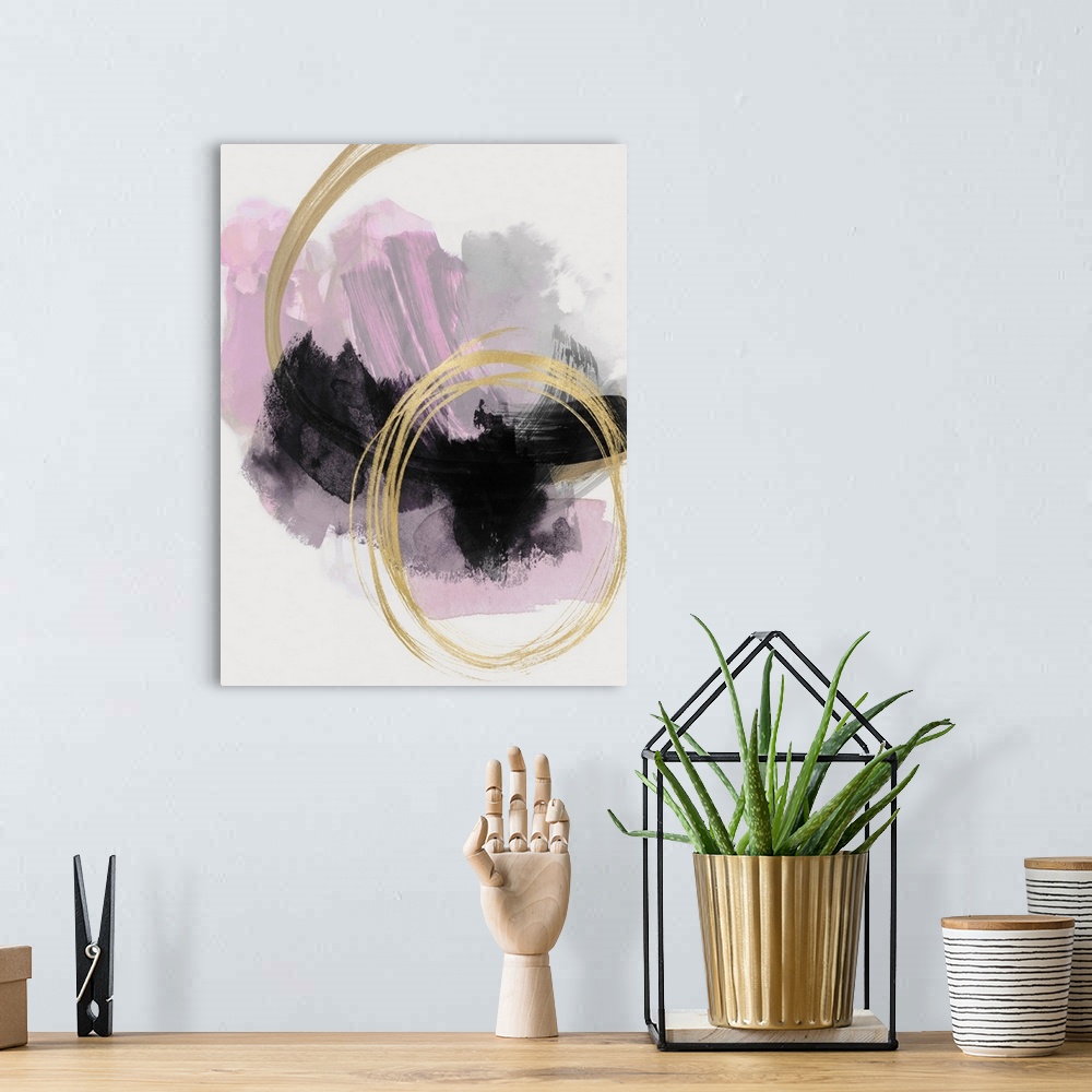 A bohemian room featuring Abstract Motion Pink II