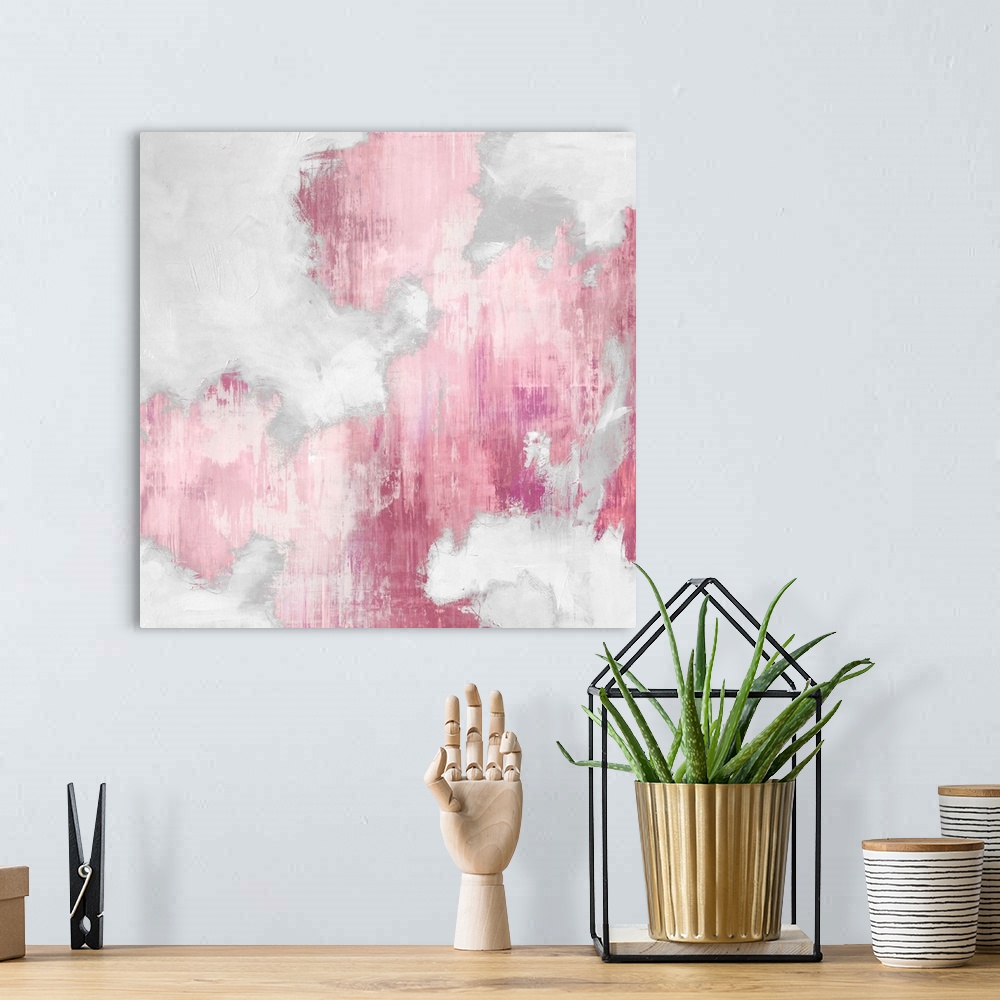 A bohemian room featuring Abstract Pink II White