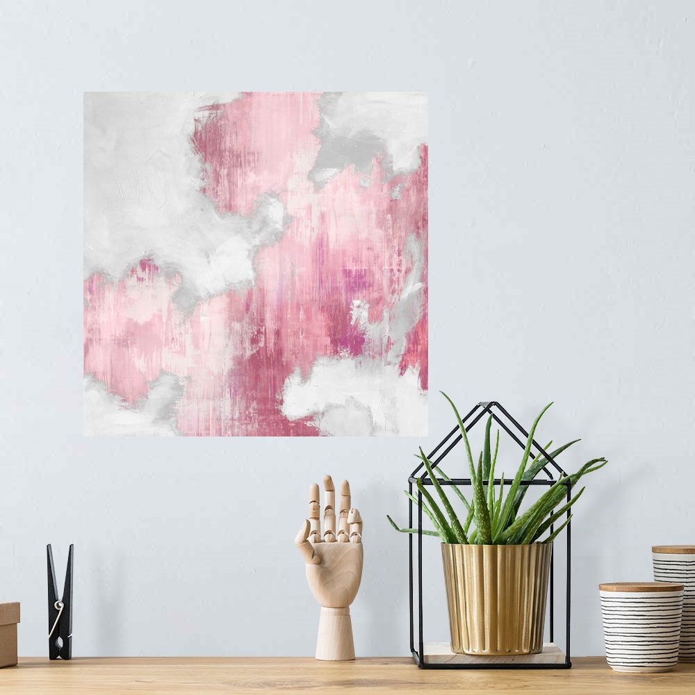 A bohemian room featuring Abstract Pink II White