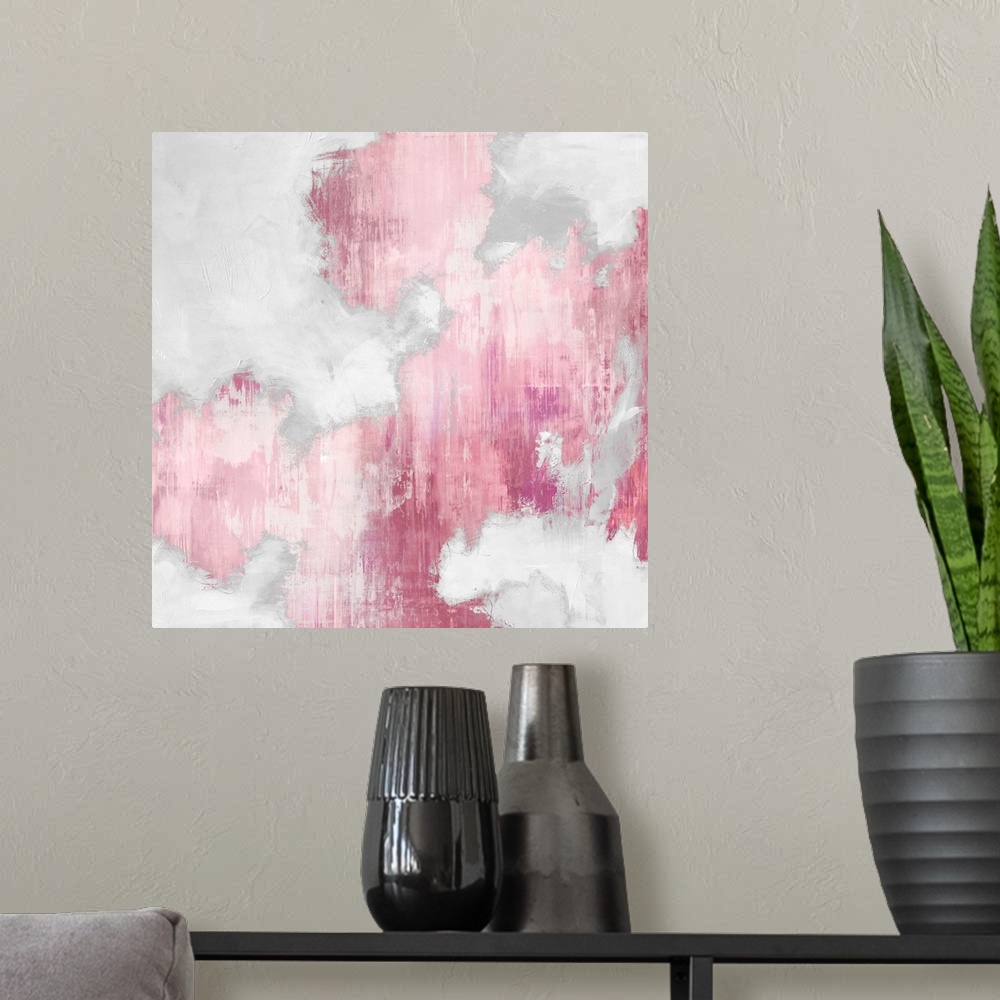 A modern room featuring Abstract Pink II White