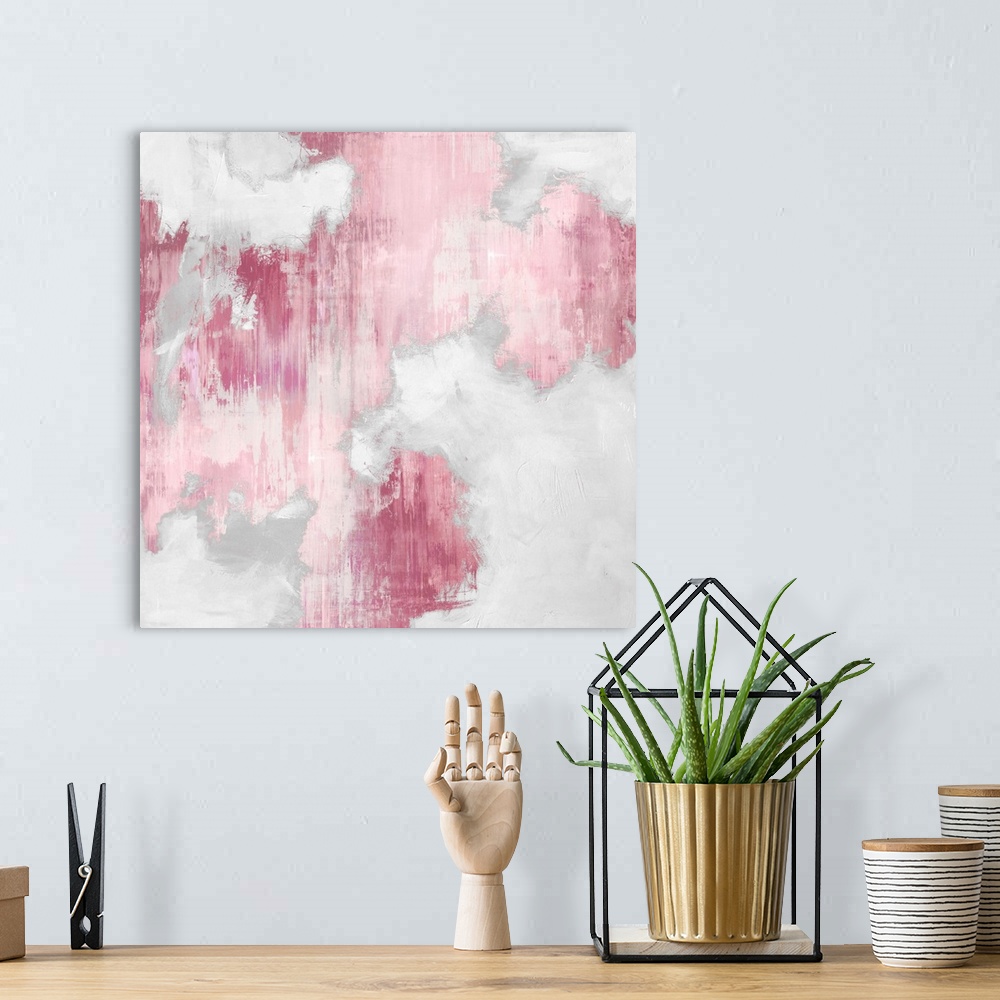 A bohemian room featuring Abstract Pink White I