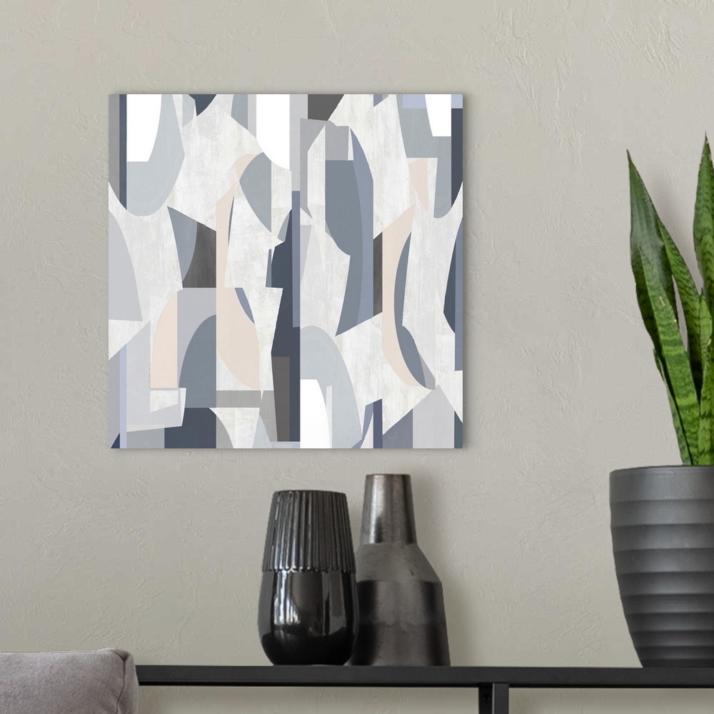 A modern room featuring Abstract Shapes Grey Square