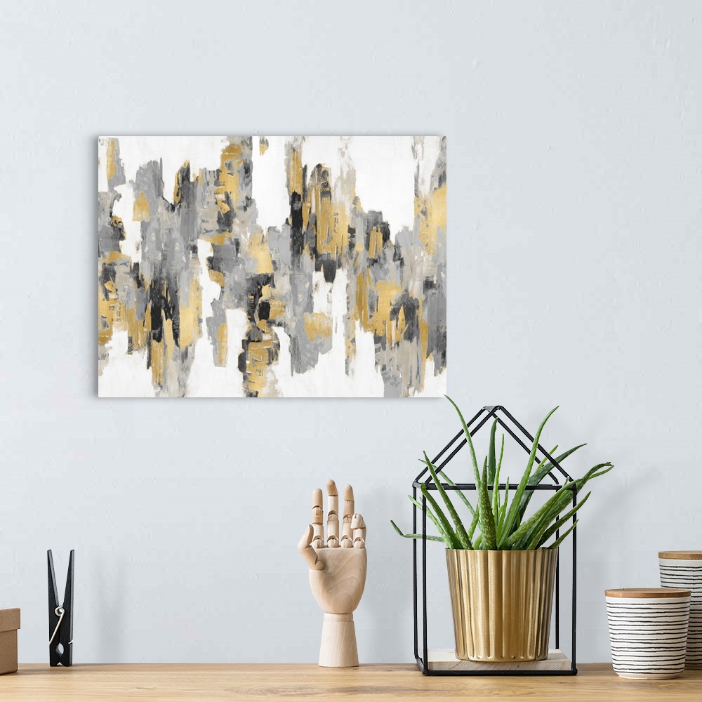 A bohemian room featuring Abstract Spots Black Gold