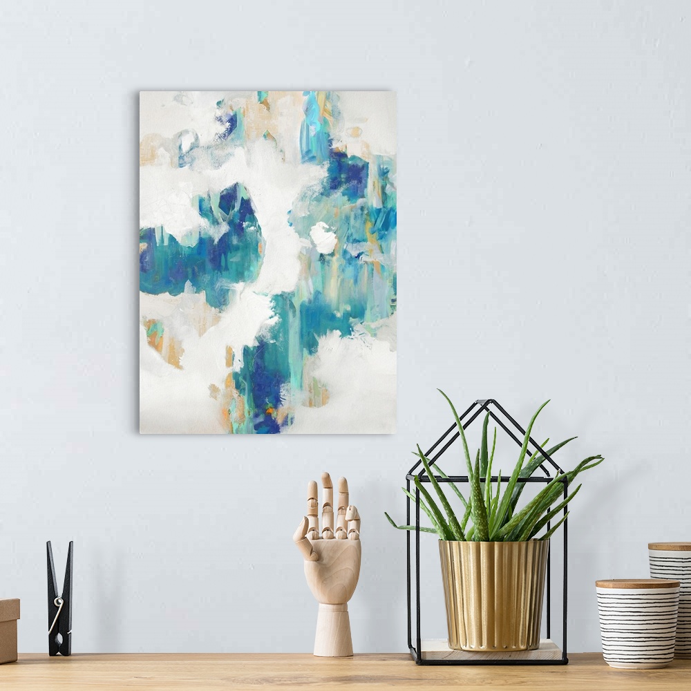 A bohemian room featuring Abstract Spots IV Blues
