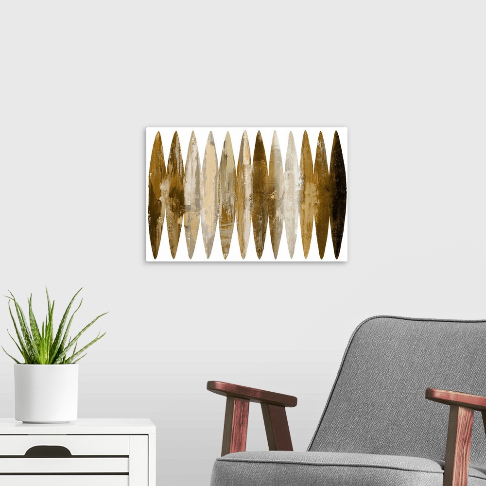 A modern room featuring Abstract Surfboards Tan
